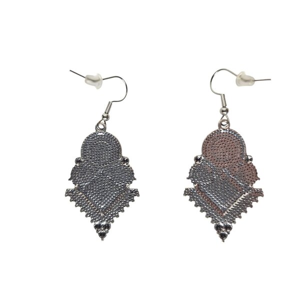 Bohemian Dangle Earrings with Purple Stones - Picture 2 of 2